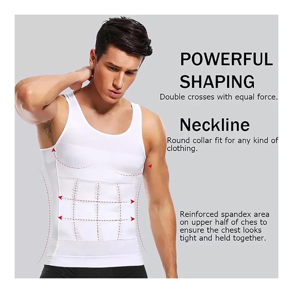 Herren Body Shaper Tank Top 2er-Pack | Shaperluv Male Shaper Abs Slimming Unterhemden | Shaperluv Body Shaper Shirt (Schwarz XXL