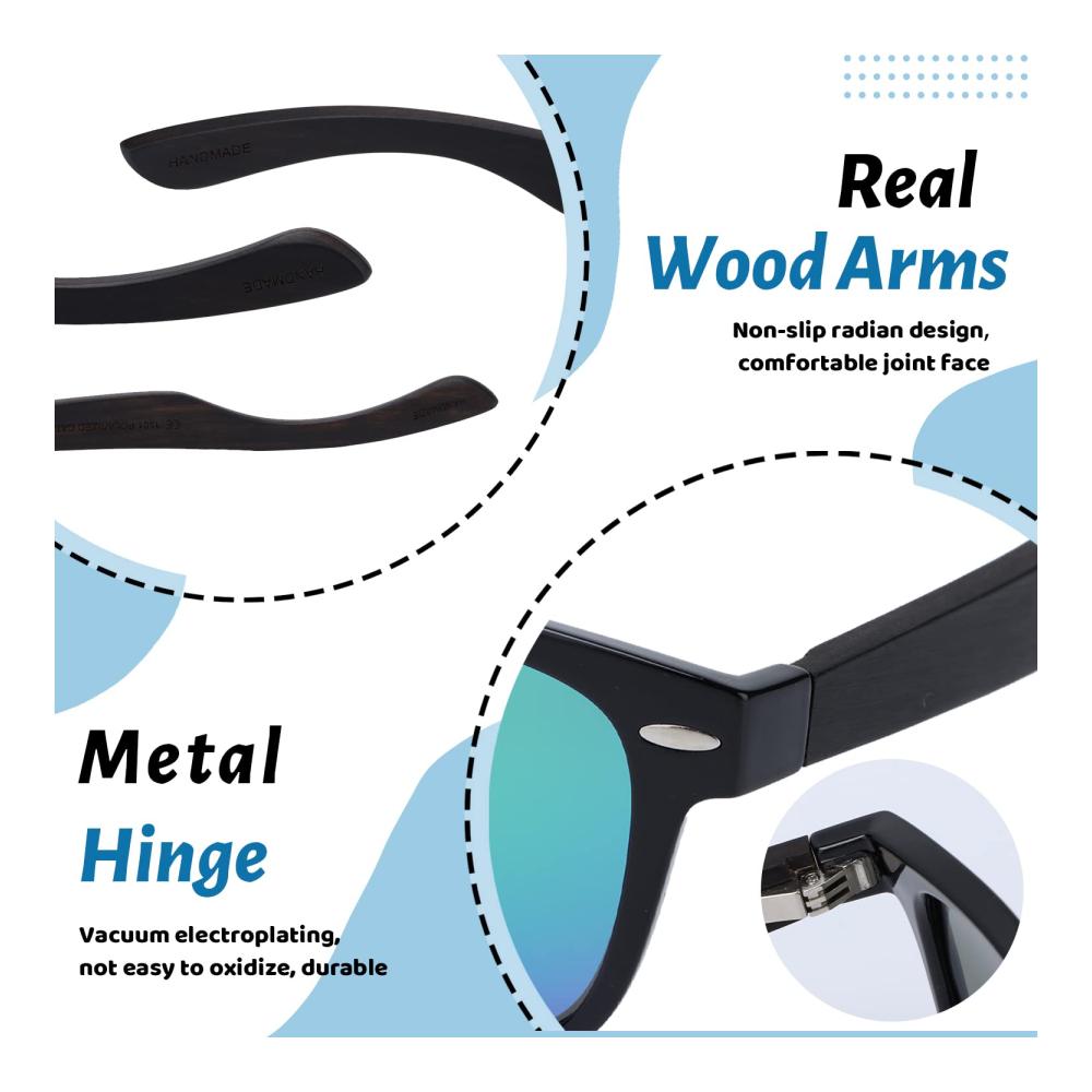 Holz Sonnenbrillen Set - Vintage Eyewear mit Polarized Lenses Unisex Holz-Sonnenbrille inklusive Bambusbox