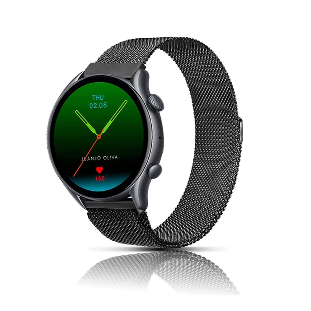Uhrenarmband für Amazfit GTR 3 Pro/GTR 3 - 22mm Edelstahl Magnetisches Ersatzarmband (Schwarz