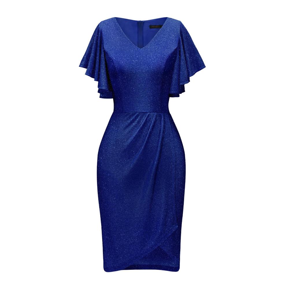 Damen Glitzer Etuikleid - Elegantes Cocktailkleid für Hochzeit und Business Knielang Bodycon Sexy Partykleid