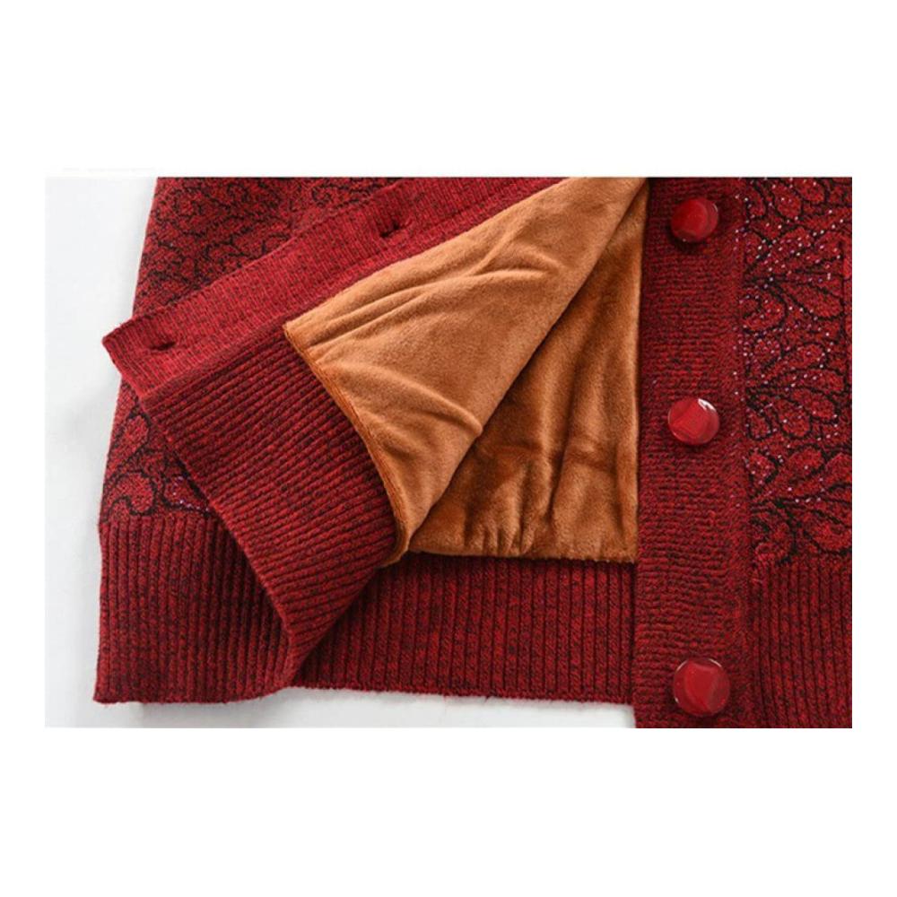 Damen Strickjacke für den Winter - Stilvolle Braune Kleidung für Mittleres und Älteres Alter Plus Samt Warm und Langarm - Perfekte Pullover für Mütter und Omas