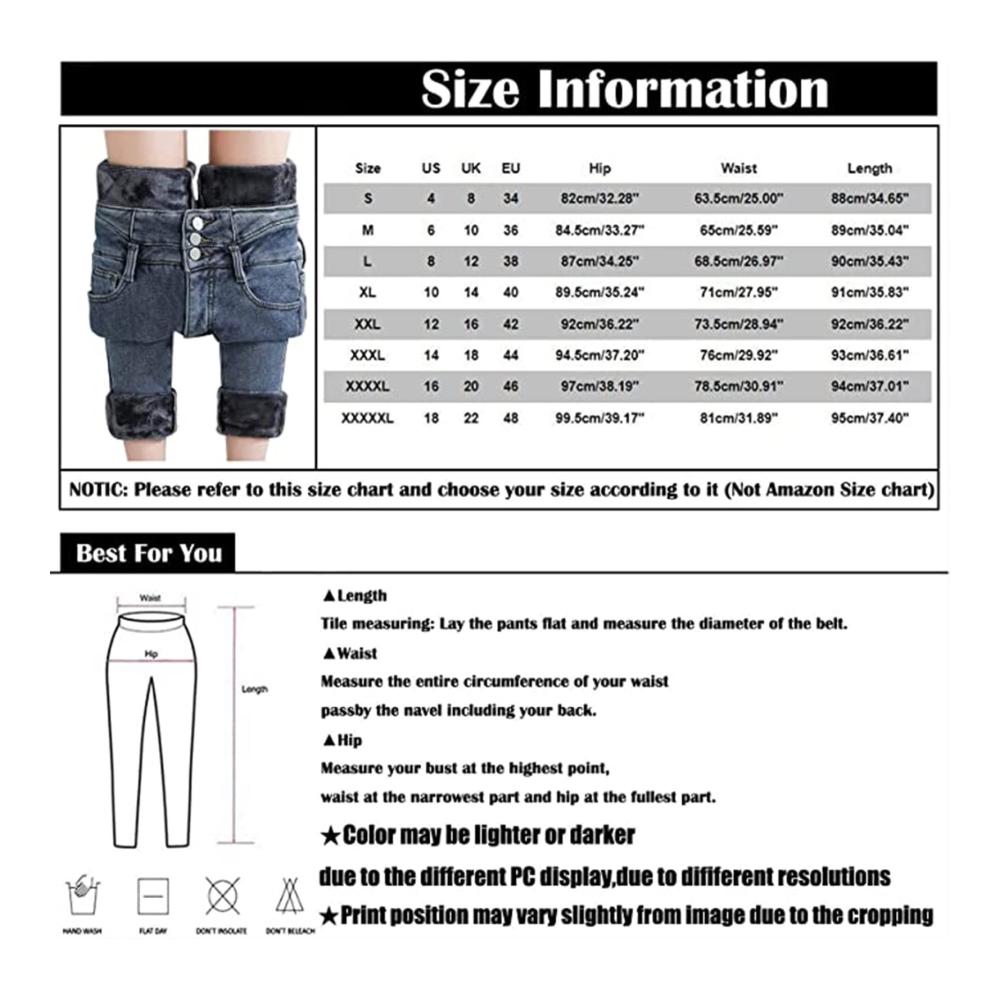 Thermojeans Damen Gefütterte Skinny Jeans für den Winter - Warme Damen Stretchhose mit Normal Waist Knopfleiste & Eng anliegendem Schnitt