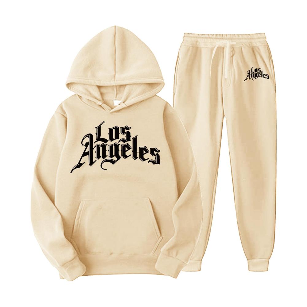 Los Angeles Y2K Hip Hop Trainingsanzug Set - Herren/Damen Jogginganzug mit Aufdruck Hoodies Jogginghosen - Unisex Streetwear Pullover & Sporthosen - 2-teiliges Lässiges Jogging Anzug Set