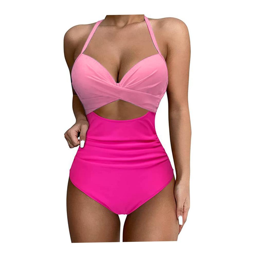 Badeanzug Damen | Einteiler mit Bauchkontrolle tiefer Ausschnitt und hoher Taille | Gepolsterter Bikini für Sommer am Strand | Größe L - Trendige Beach Essentials
