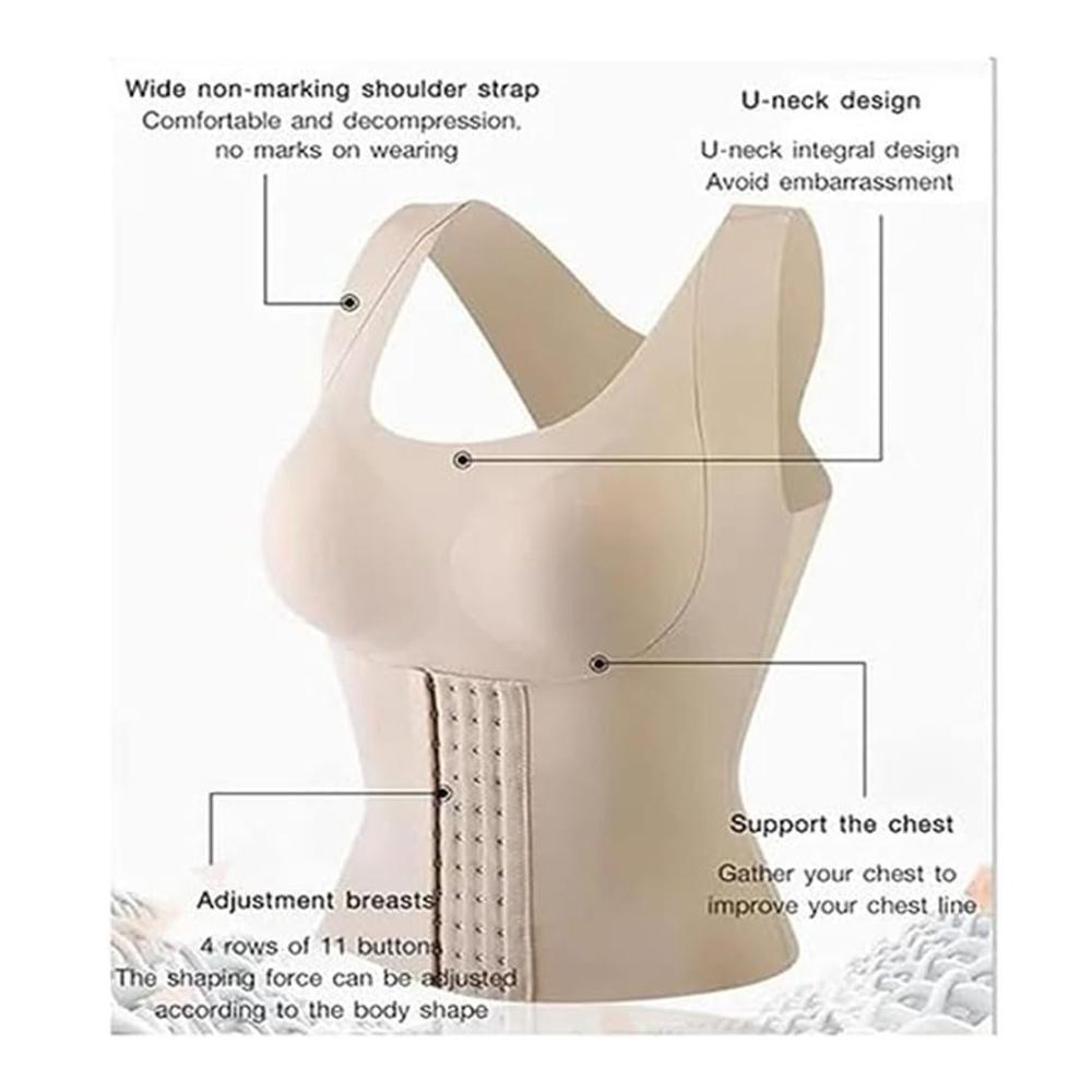 3-in-1-Taillentrainer-BH für Frauen Formende Tops Haltungskorrektur Nahtlose Formwäsche - BH-Weste mit Bauchkontrolle (Schwarz XXXL