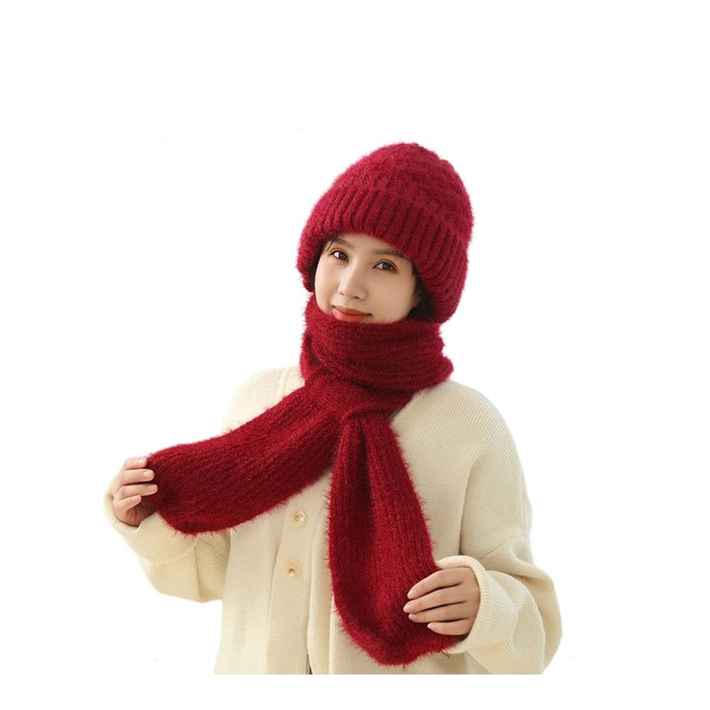 Multifunktionaler Winter-Set Warme Strickmütze mit integriertem Gehörschutz winddichter Mützenschal & Kapuze für Damen - Hochwertiges elastisches Design für 2024