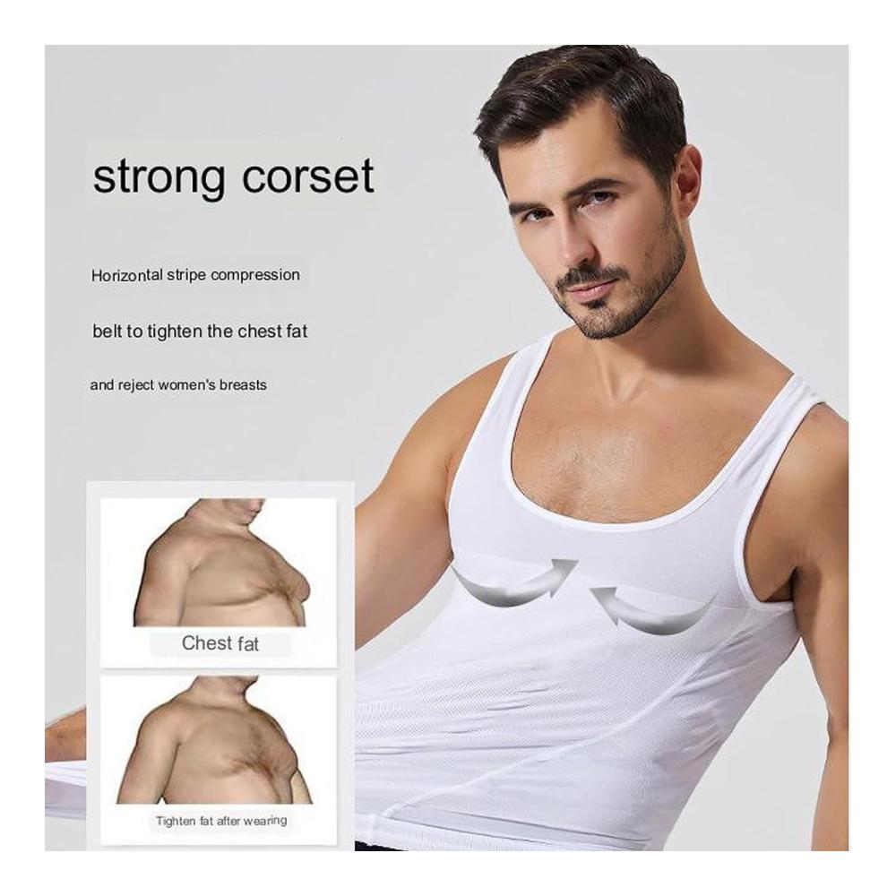 Herren Body Shaper Tank Top 2er-Pack | Shaperluv Male Shaper Abs Slimming Unterhemden | Shaperluv Body Shaper Shirt (Schwarz XXL