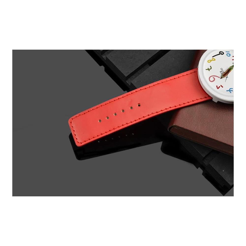 Damen Armbanduhr FENKOO Modische Quarzuhr mit PU-Band in Schwarz Blau Rot Orange Grün Gelb