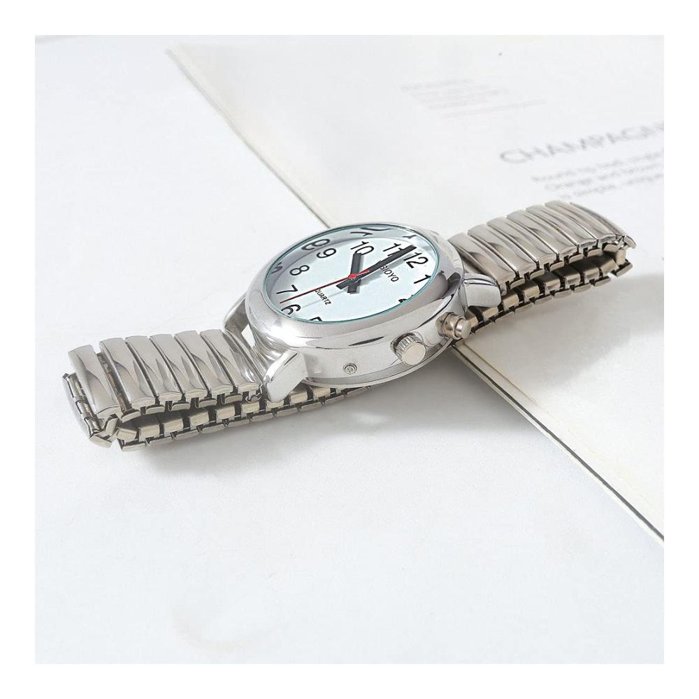 Deutsche Armbanduhr mit Alarm Datumsanzeige und weißem Zifferblatt - Elastisches Kordelzugmodell TUG-S201G