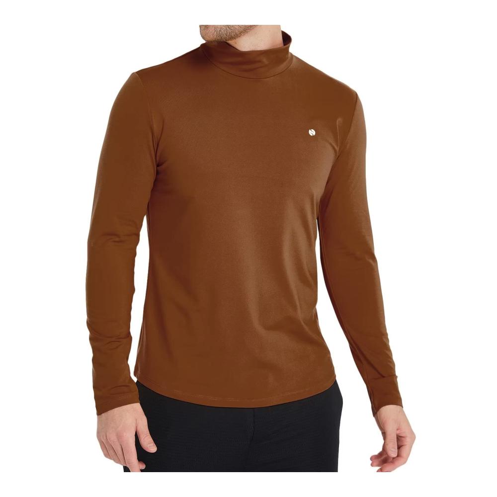 Winter Warm Langarmshirt für Männer Thermo Rollkragenpullover in Braun (X-Large