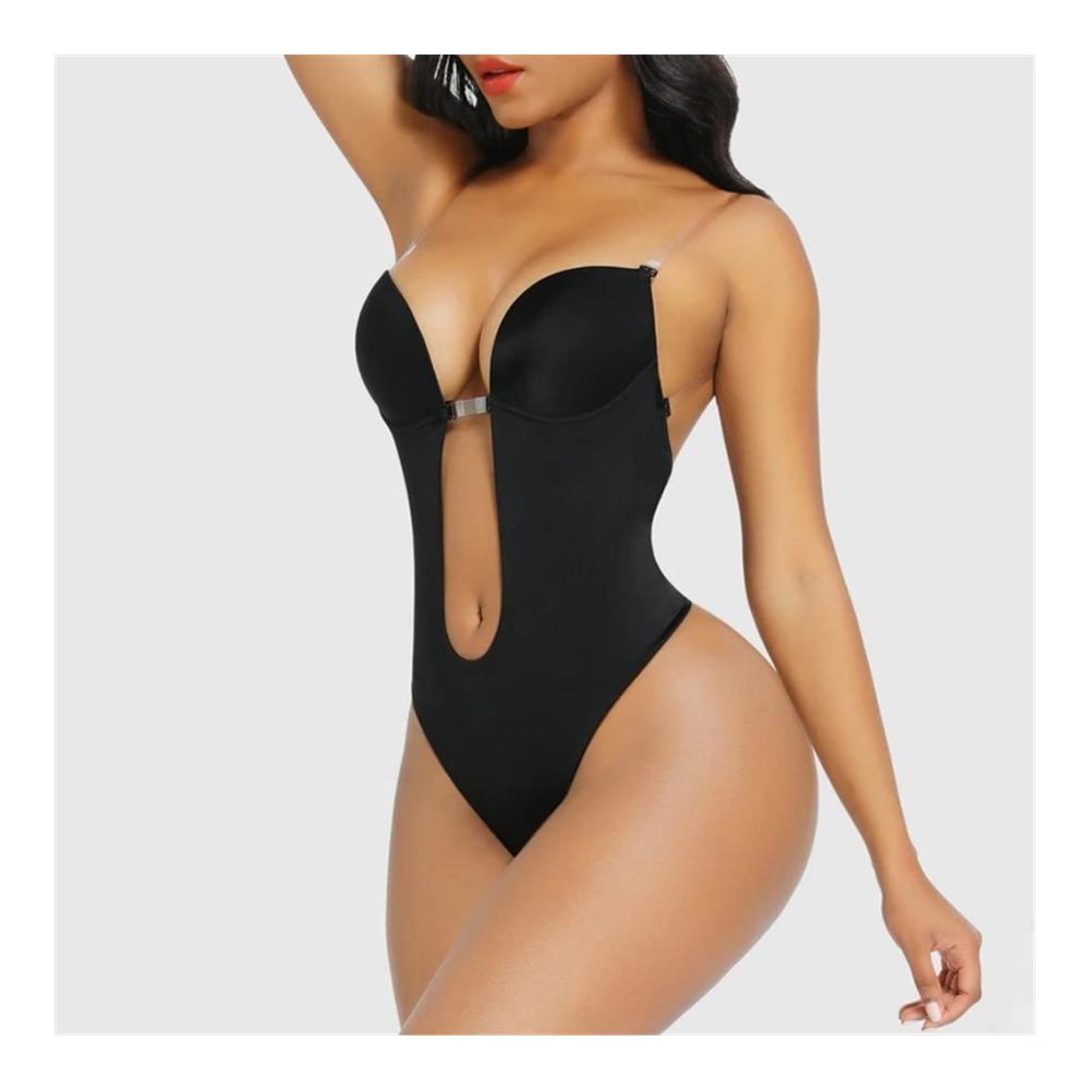 Shapewear Bodysuit für Damen – Taillentrainer mit Tiefer V-Ausschnitt Rückenfrei U-Form Design Push-Up-Effekt – Formende Hüftgürtel und Korsett in XX-Large (BL) – Idealer Body Shaper für feminine Silhouetten
