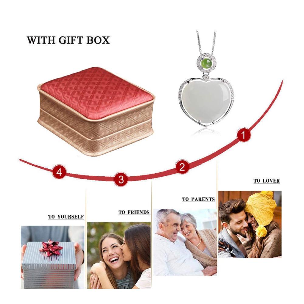 18 Smaragd & Jaspis Herz Anhänger Kette - Sterling Silber Schmuck mit Weißer Jade - Unisex Halskette in Geschenkbox
