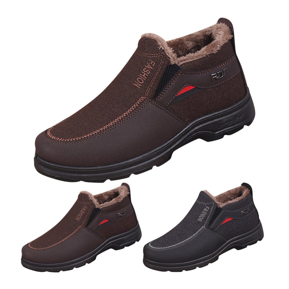Boxschuhe 2024 Herren Schneestiefel für den Winter mit Runder Zehe Dicker Sohle Schlupf-Design und Atmungsaktivität - Modisch Warm und Bequem