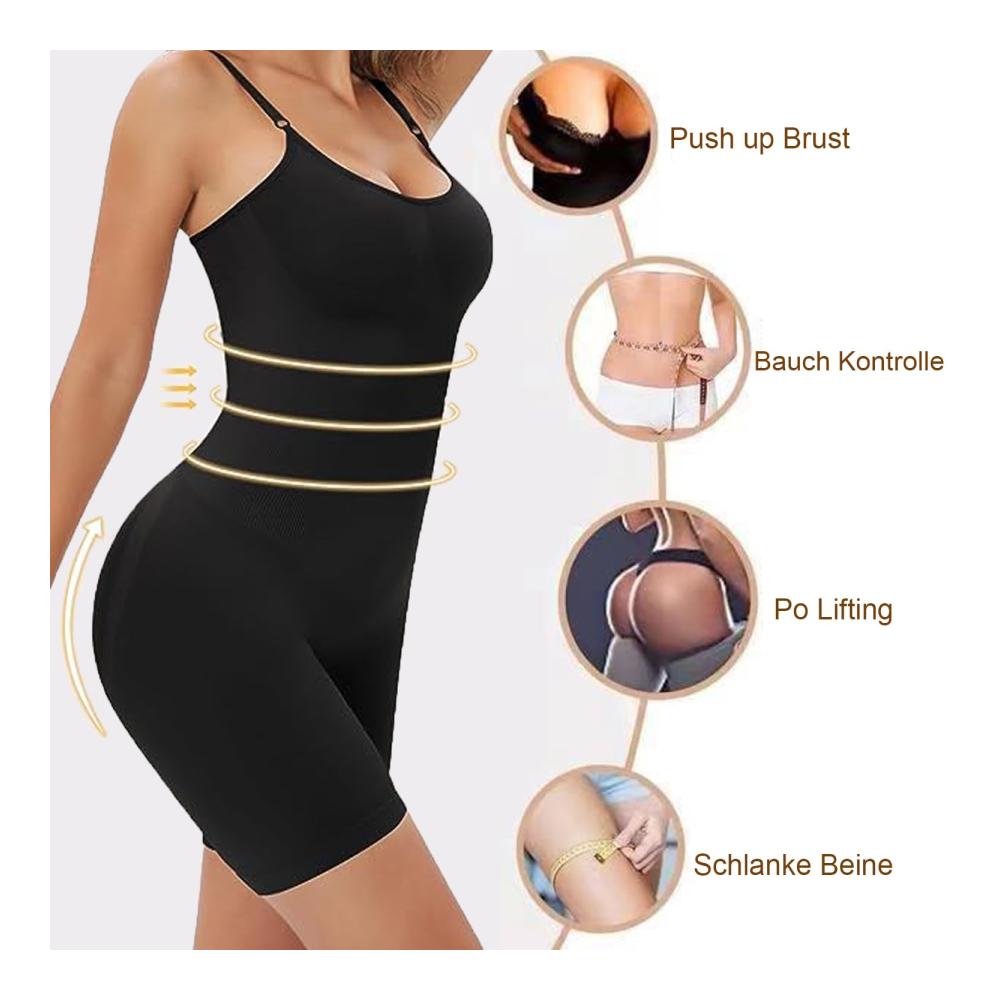 Figurformende Bodys von MELARQT – Shapewear Damen Bodysuit mit Bauchweg-Effekt Vielseitiger Shaping Jumpsuit Taillenmieder mit Verstellbarem Schultergurt für Frauen