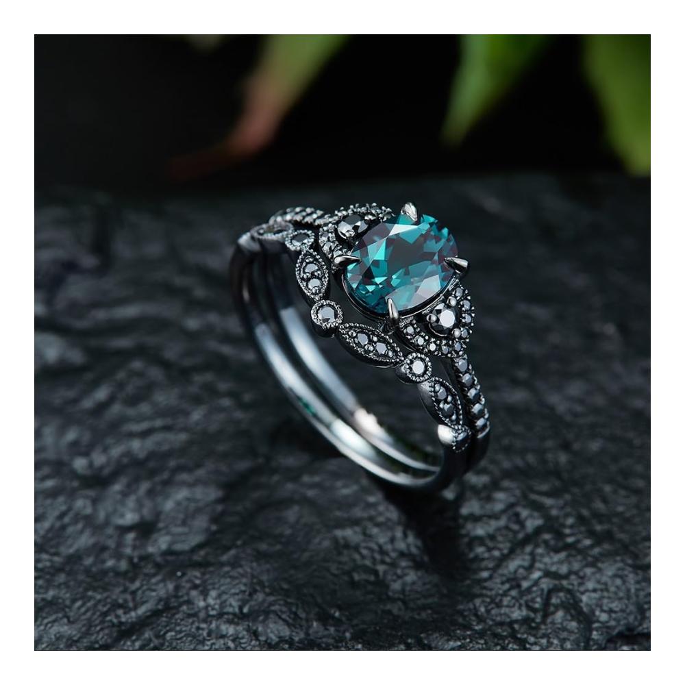 Alexandrit-Verlobungsring für Frauen | 925 Sterling Silber | Vintage Ovaler Lab Alexandrit | Versprechensring | Hochzeitsjubiläumsgeschenk