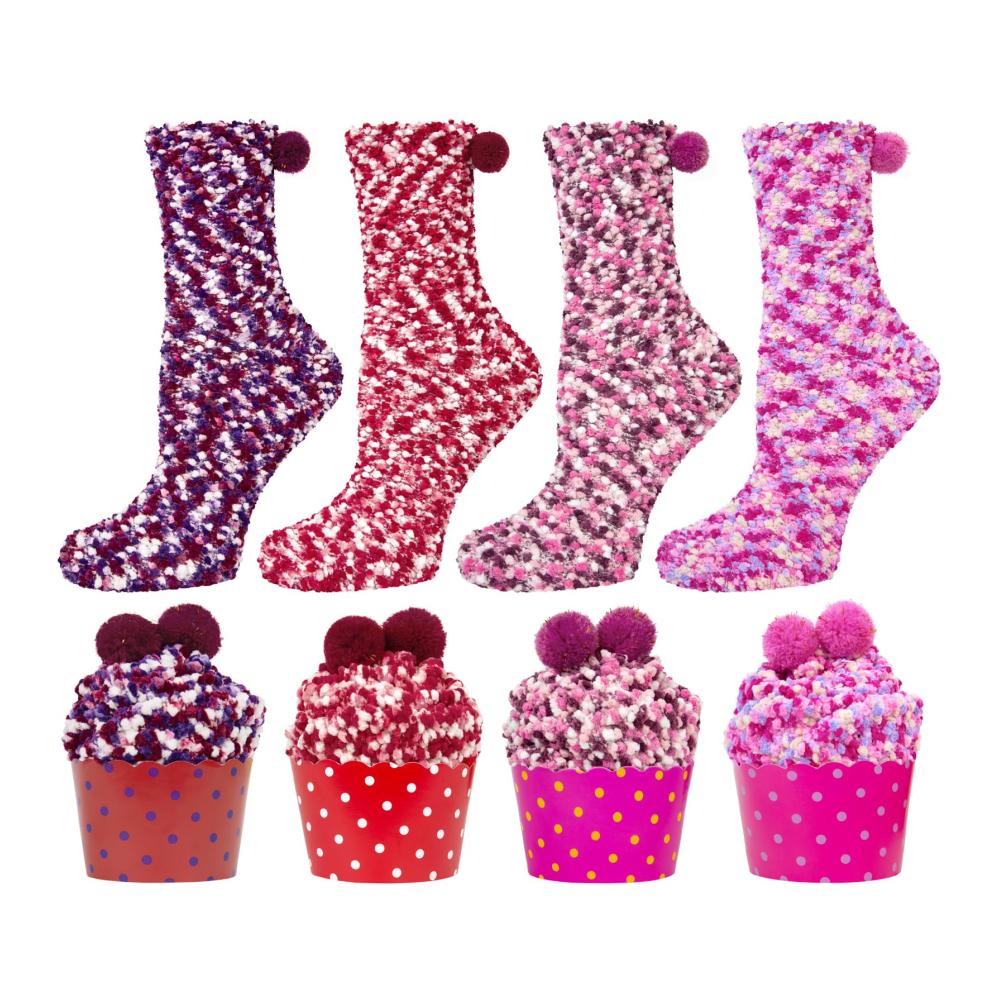 Flauschige Cupcake Kuschelsocken für Damen – Warme Wintergeschenke in 39-42 ideal für Weihnachten Valentinstag & Geburtstage