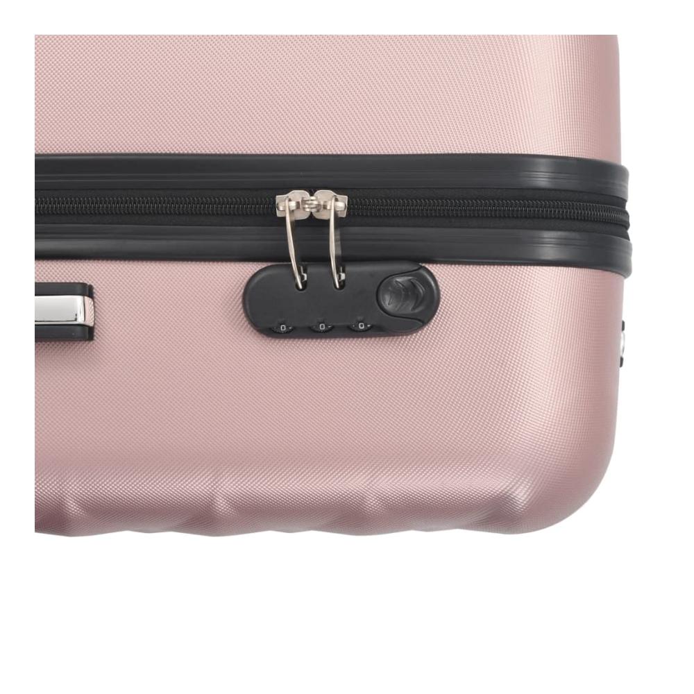 Exklusives 3-teiliges Hartschalenkoffer-Set in Roségold - Reisekoffer mit 4 Rollen Handgepäck Trolley für Geschäftsreisen - S M L ABS Koffer