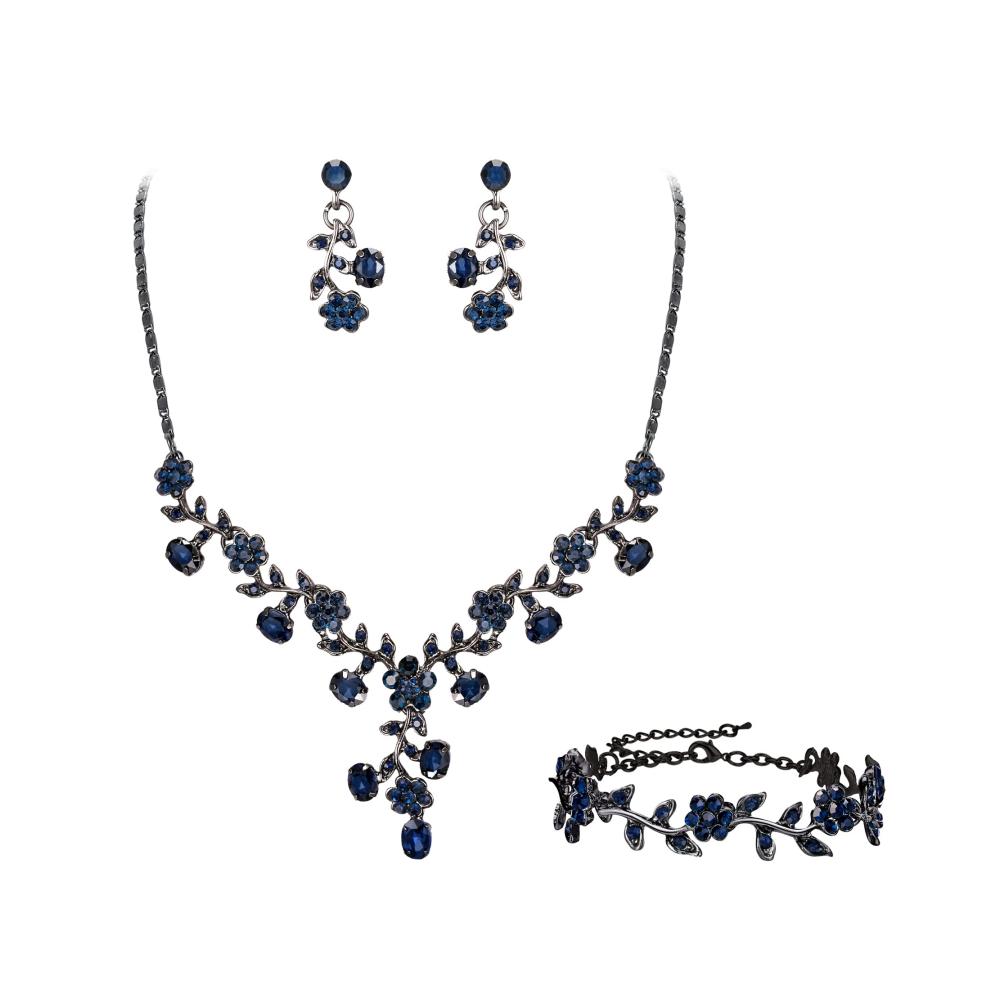 Hochzeitsschmuck-Set EVER FAITH Brautschmuck mit österreichischen Kristallen - Elegante Cluster-Blumen-Halskette Ohrringe und Armband für die perfekte Braut-Look