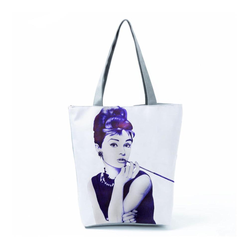 Henkeltaschen Audrey Hepburn Print - Klassische Damenhandtasche in lebhaften Farben mit hoher Kapazität umweltfreundliche Einkaufstasche individuelles Muster - stilvoll und nachhaltig