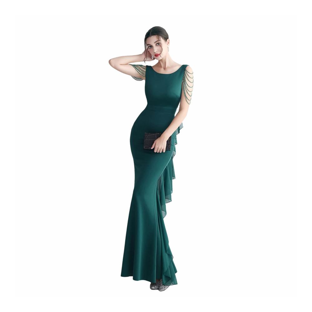 Chiffon Abendkleider Elegante Brautjungfernkleider Meerjungfrau-Cocktailkleider Party Prom Dresses - Rückenfrei Langes Kleid für Hochzeit und Strand. Stilvolle Freizeitmode