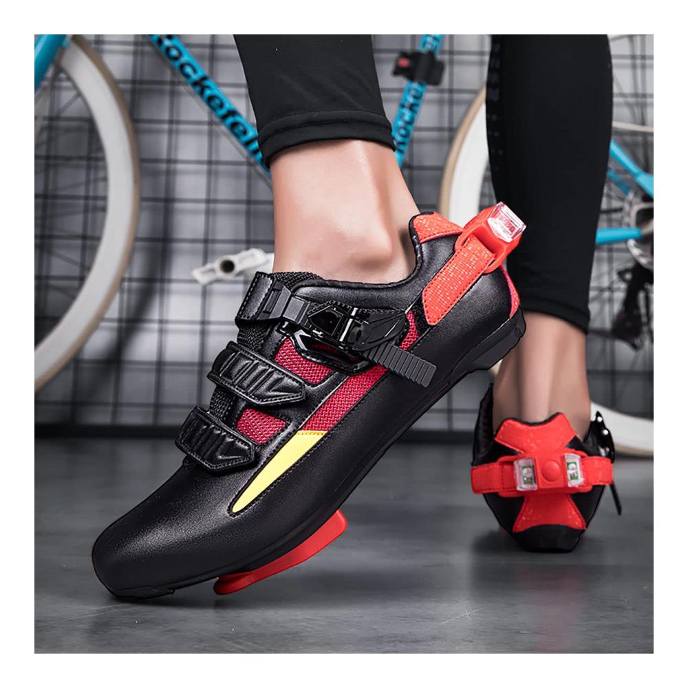 Rennrad-Sneaker mit Klettverschluss und SPD-Pedal - Herren Fahrradschuhe für Outdoor mit Nachtsicherheitslichtern