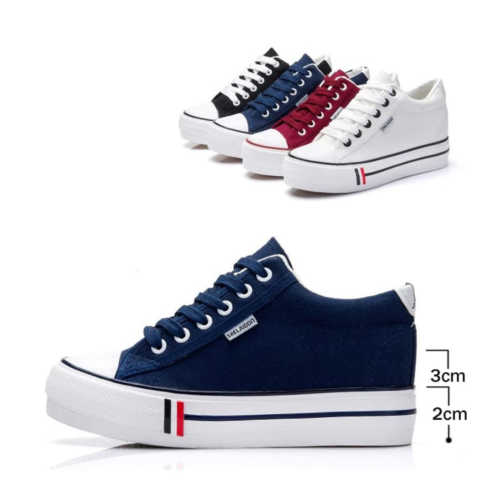 2022 Damen Canvas Sneaker Modische Plattform-Trainer Blaue Segeltuchschuhe in Größe 38 Bequeme Lace-Up Low Tops für Frauen