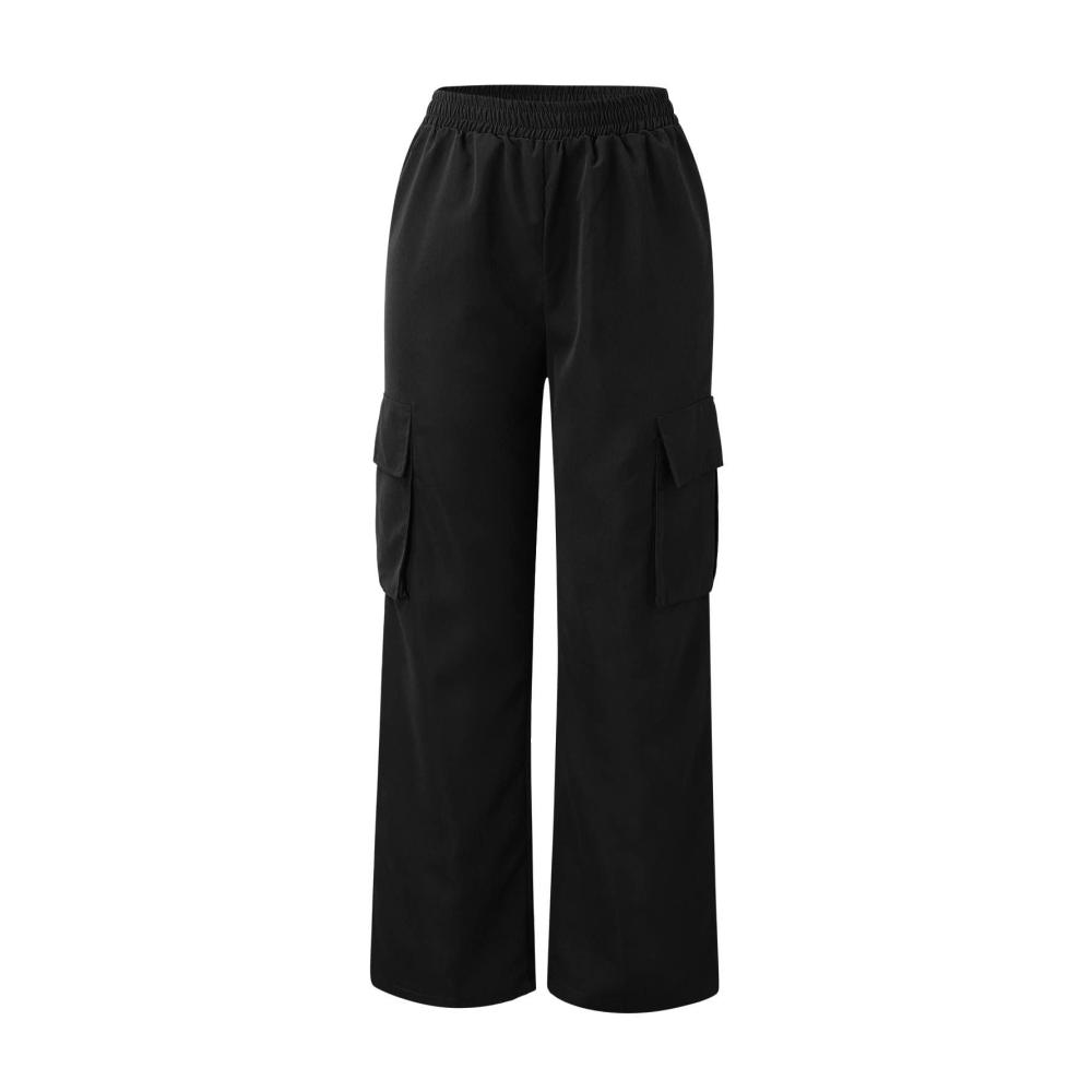 High Waist Cargohose Damen – Trendige Y2K Hosen für Mädchen | Elastische Bund Jogginghose mit Taschen | Streatwear Capri Hosen für Teenager – Ideal für Sport und Freizeit