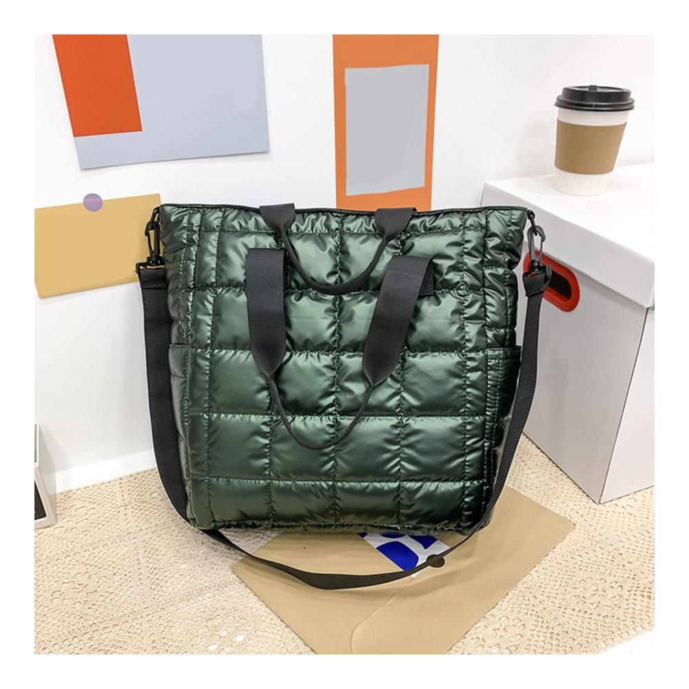Damen Rucksackhandtasche Elegante Umhängetasche mit Großer Kapazität Reißverschluss und Schultergurt - Ideal für Mittagessen in Einfarbig Plaid Design Gesteppt