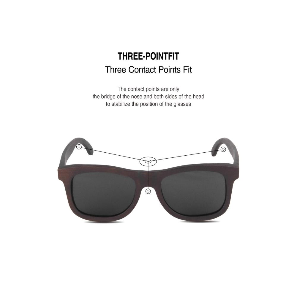 Holz Sonnenbrille Vintage Design mit Polarisierten Gläsern inklusive Bambusbox - Unisex Fashion Eyewear für Herren und Damen