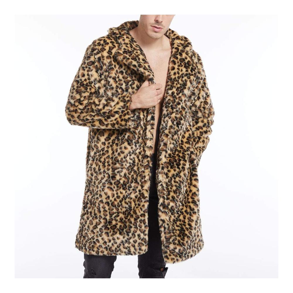 Leopard Wintermantel für Männer – Stilvoller Kragen Übermantel aus warmer Wolle und Kunstpelz ideale Outdoor-Mode