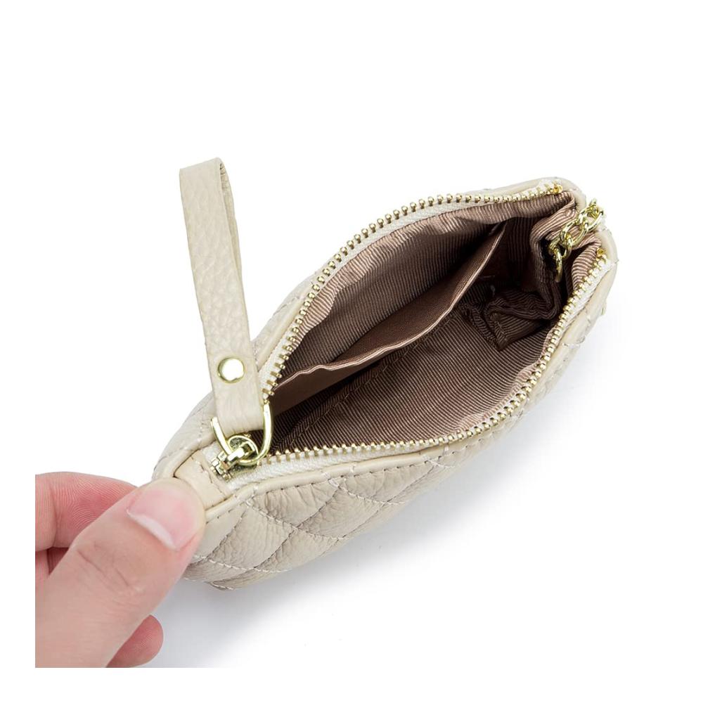 Damen Geldbörse aus weichem Echtleder mit Reißverschluss - Multifunktionale Clutch in Pink für Karten Münzen und Schlüssel