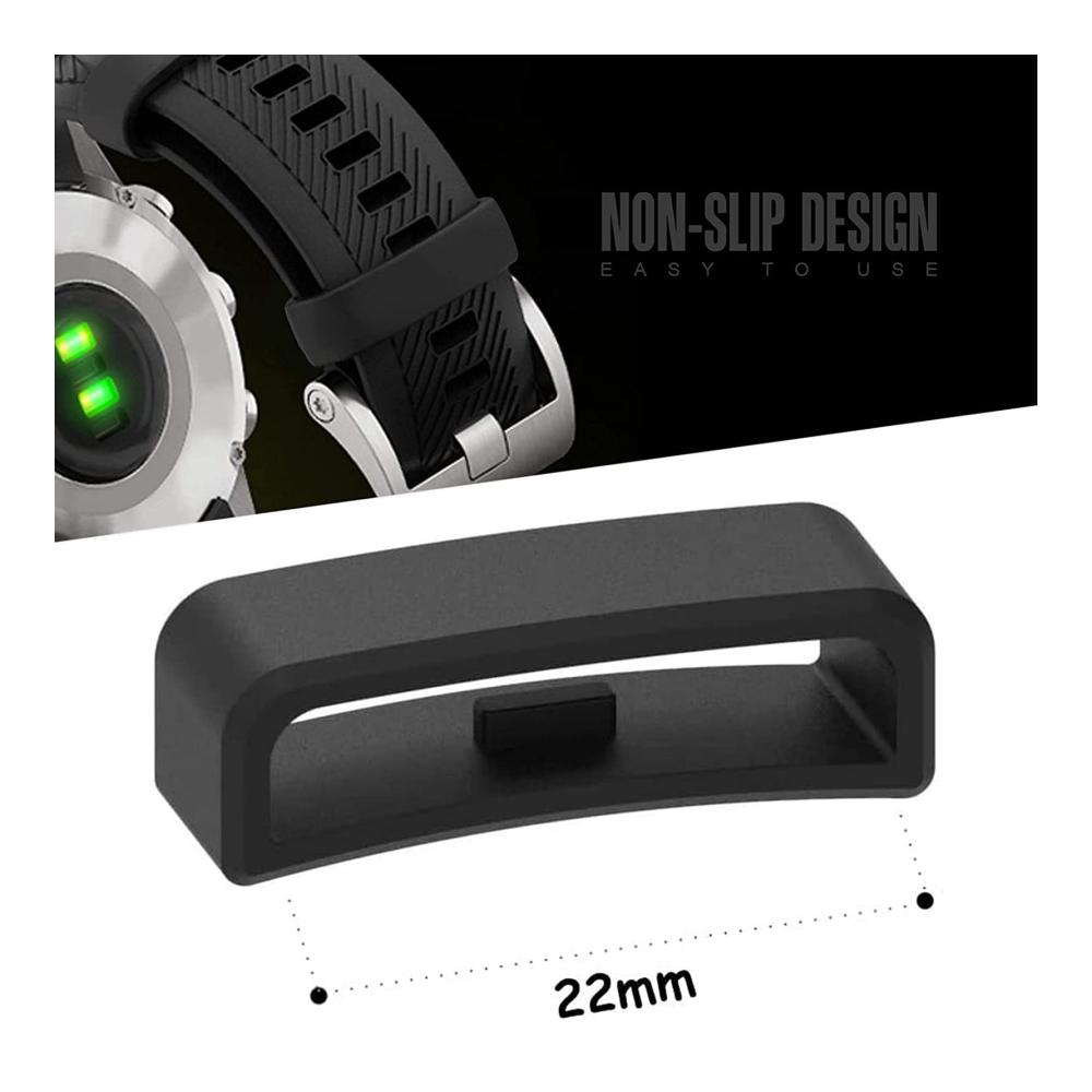 10er Pack Uhrenarmband Schlaufen - Ersatzringe für sicheren Halt Schwarz Bewegliche Ringpositionierungsschnalle - Geeignet für Huami Samsung Huawei Mi - 22 mm