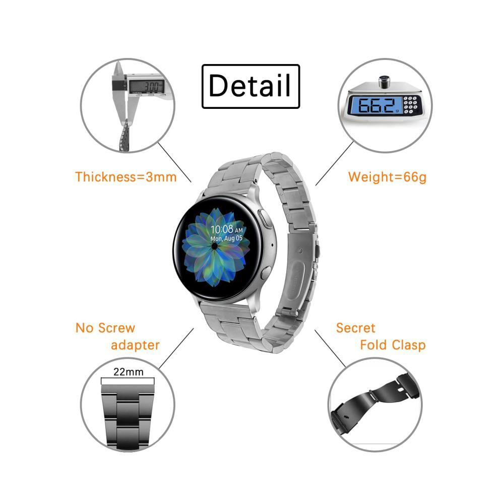 22mm Edelstahl Uhrenarmband - Selbstmontage Werkzeugfrei - Kompatibel mit Samsung Galaxy Watch 3 45mm Galaxy Watch 46mm Gear S3 Huawei Watch GT 2 46mm/Classic - Schwarz