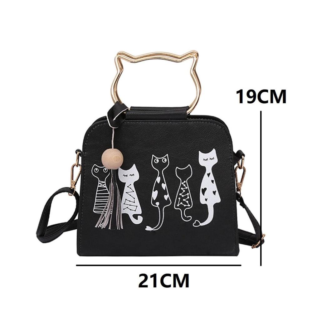 Katzenmuster Kulturtaschen Messenger Bag – Damen Handtasche mit Schultergurt und Quasten Kosmetiktasche im Tierdesign stilvolle Umhängetasche für Frauen trendige Modeaccessoires
