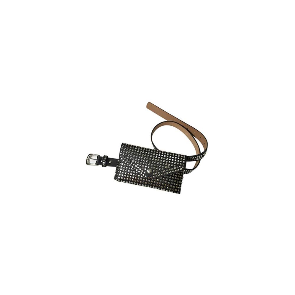 Luxus Mode Hüfttasche mit Nieten - Damen Gürteltasche für Handys Geldbörse und mehr (Schwarz