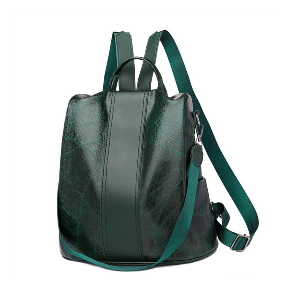 Damen Rucksackhandtasche Diebstahlsicherer Vintage-Look mit Weichem PU-Leder - Großer Grüner Rucksack für Frauen