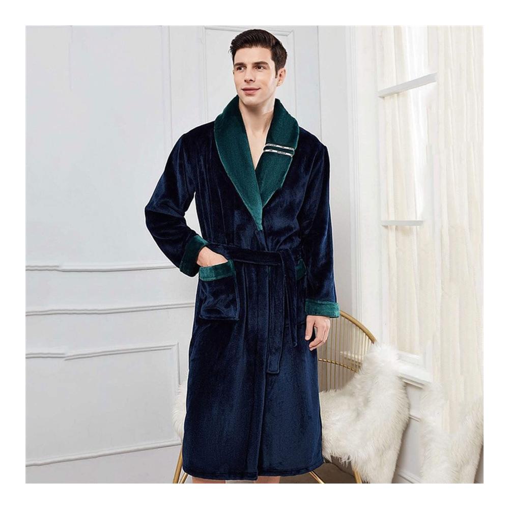 Bademantel Korallen-Fleece 3XL für Herren - Kimono-Stil Warme Übergröße Unisex Nachtwäsche & Dessous