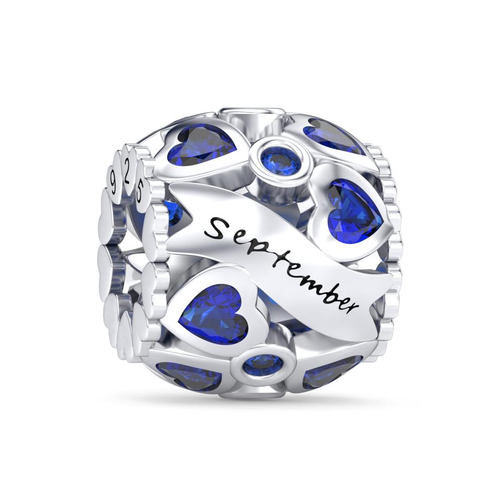 Bead Charms Personalisiertes EHEG Birthstone Love Heart Charm aus 925 Sterling Silber mit 5A Cubic Zirconia - Ideales Geburtstagsgeschenk für Frauen und Mädchen passend für Armbänder und Halsketten