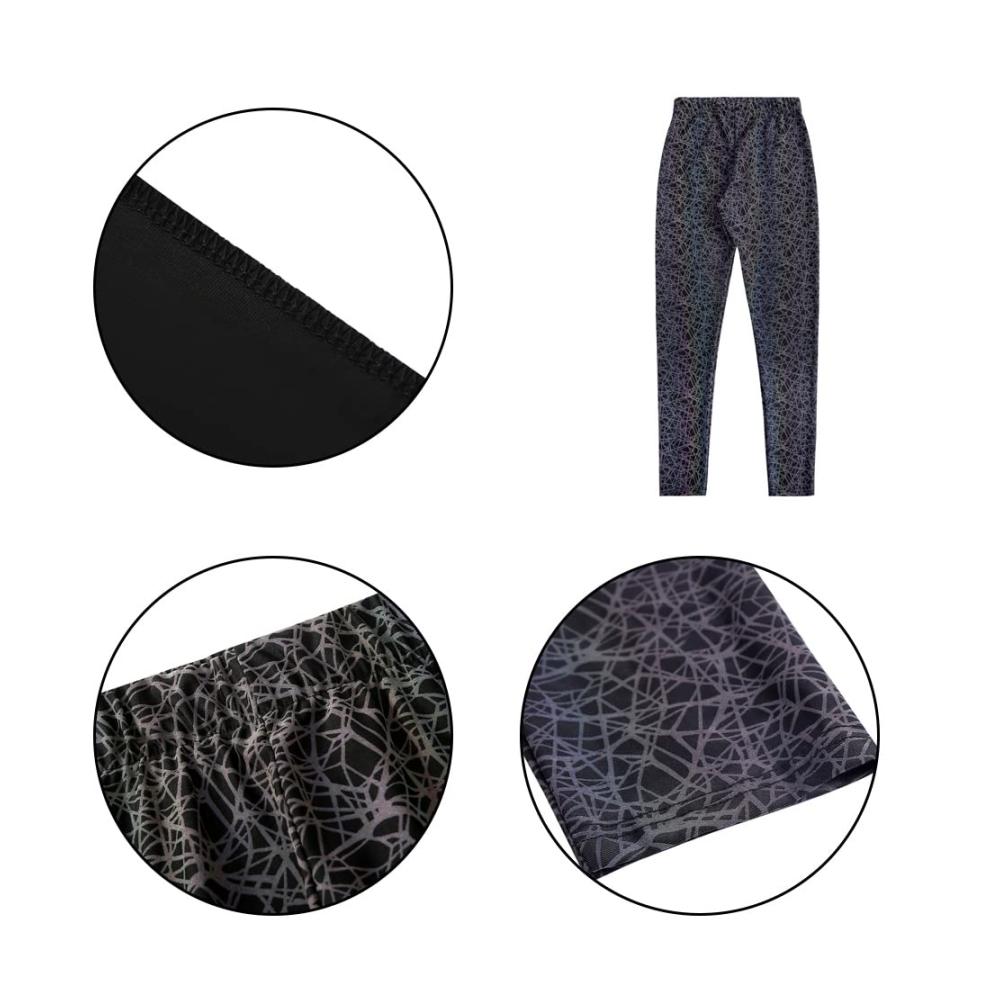Reflektierende Hochtaillenhose für Damen Fluoreszierende Holographie Regenbogenjogger XXL Farbenfrohe Sportleggings