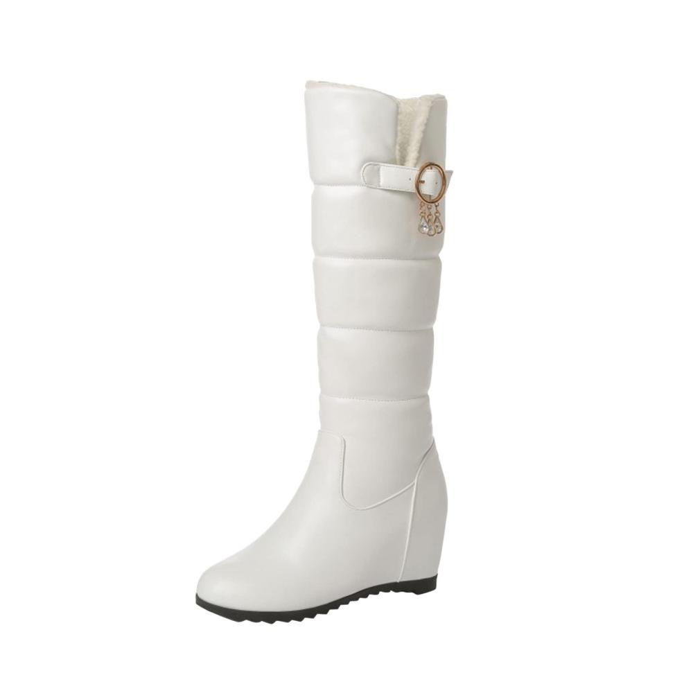 Winterstiefel Damen mit Plüschfutter | Warme Keilabsatz Stiefel für Damen | Lange Winterschuhe mit Dicken Sohlen | Damen Boots für den Winter | Squashschuhe inklusive
