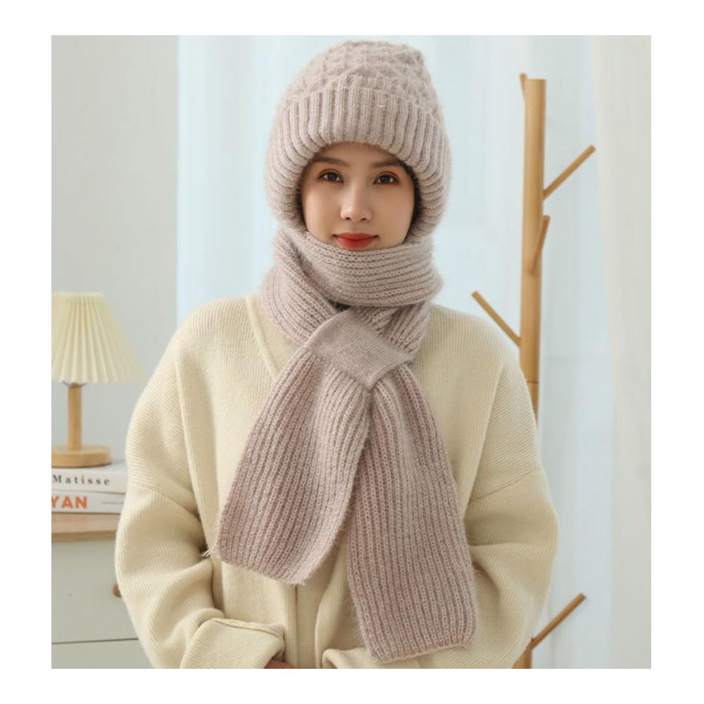 Baseball Caps mit Integriertem Gehörschutz Winddicht 2-in-1 Maskenschal Strickmütze mit Plus Samt Wintermütze mit Dicke Warme Wintermütze und Schal – Perfekte Kombination für Outdoor-Aktivitäten