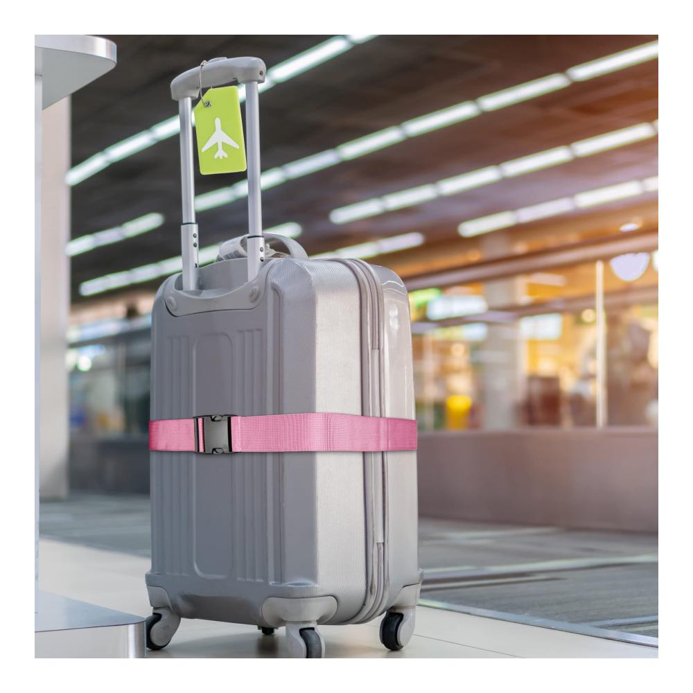 Koffer- & Taschenanhänger Set 4 Koffergurte 2 leuchtende Kofferanhänger mit Adressschild einstellbare Kofferbänder für 18-32 Zoll Koffer in Grün und Rosa