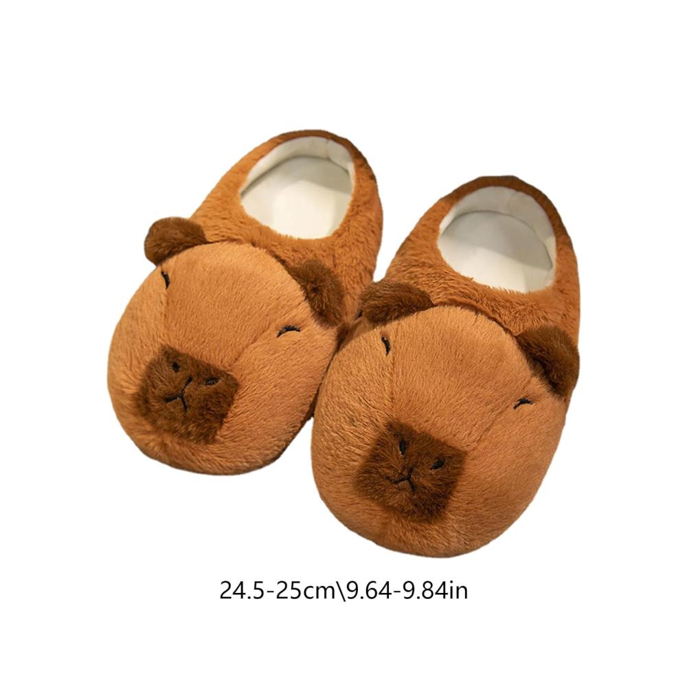 Capybara Fuzzy-Hausschuhe für Damen | Weiche Rutschfeste Schlafzimmerschuhe für Drinnen und Draußen | Flauschige Winter-Hausschuhe mit Lustigem Design