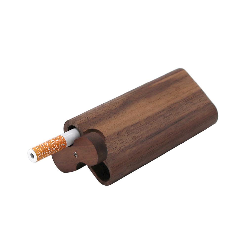 Mini One-Hitter Holz Dugout - Verstecktes Zigarettenetui mit Keramikpfeife und Tabak-Aufbewahrung