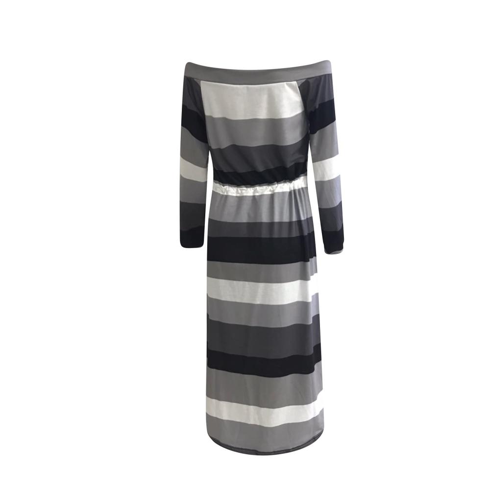 Langarmshirts Damen Trendiges Off-Shoulder Design Kontrastnähte Kordelzug und gestreifter Overall für stilvolles langärmeliges Kleid mit betonter Taille