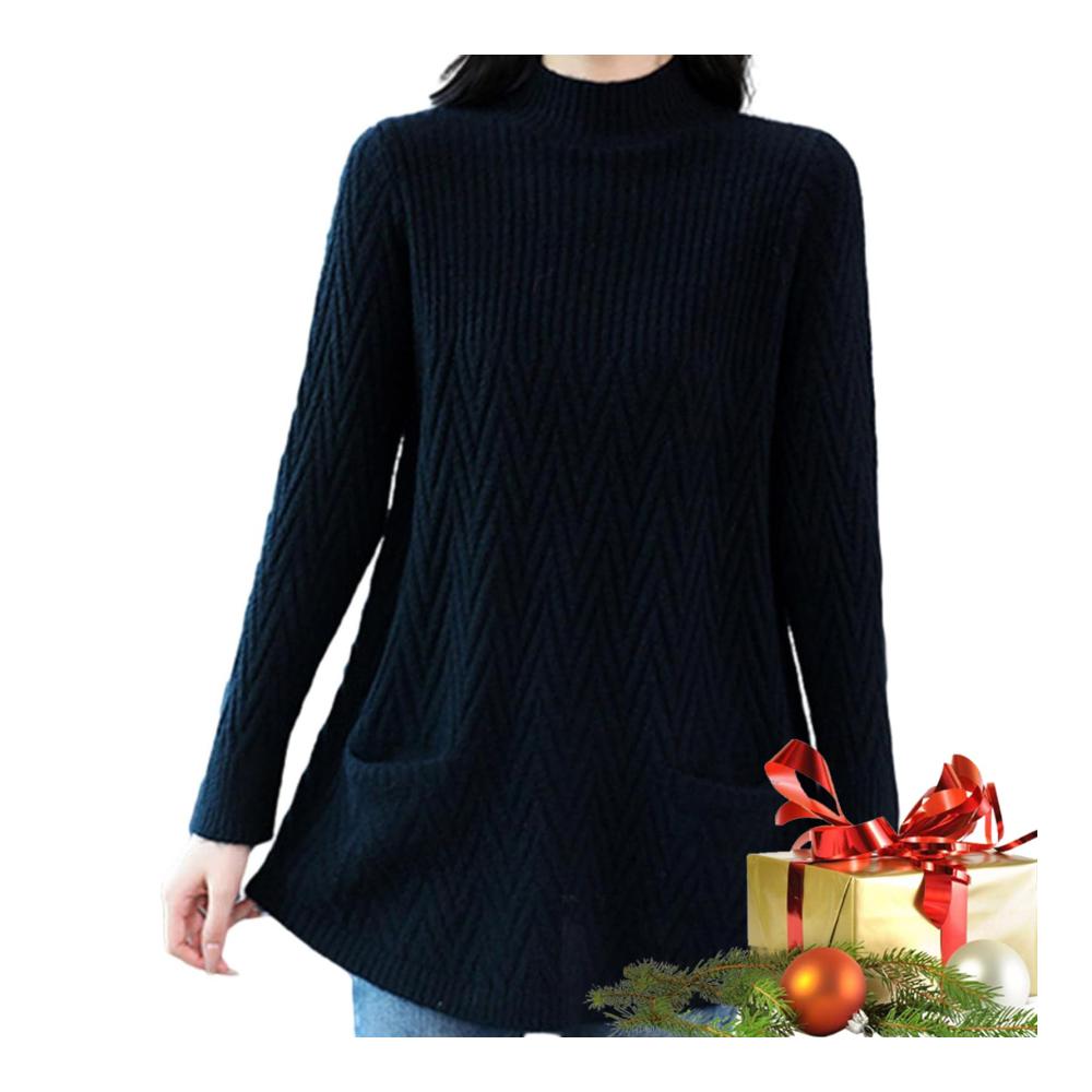 Bequemer Damen-Mantelpullover mit Halbem Rollkragen – Weiches kuscheliges und elastisches Design für kühle Tage