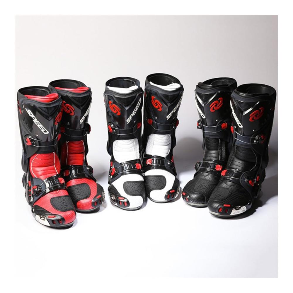Rennsport Motorradstiefel Herren - Schutzschuhe mit Fersen-Antikollisionsdesign Größe 40–45 Dichtigkeits-Einstellvorrichtung in Rot - Sneaker Style