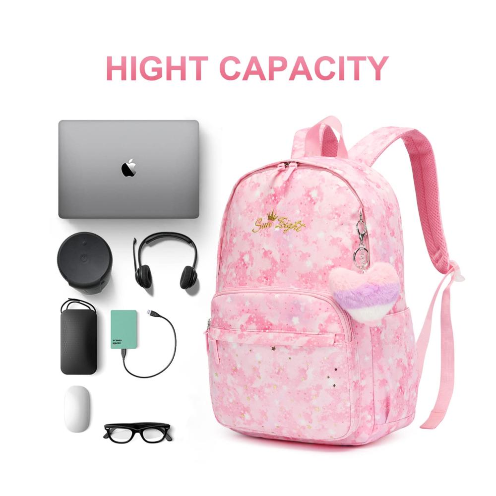 Kinderrucksäcke Caran·Y Angerat Kawaii Mädchen Schulrucksack mit Laptopfach Wasserdichter Multifunktionsrucksack für die Schule mit vielen Taschen