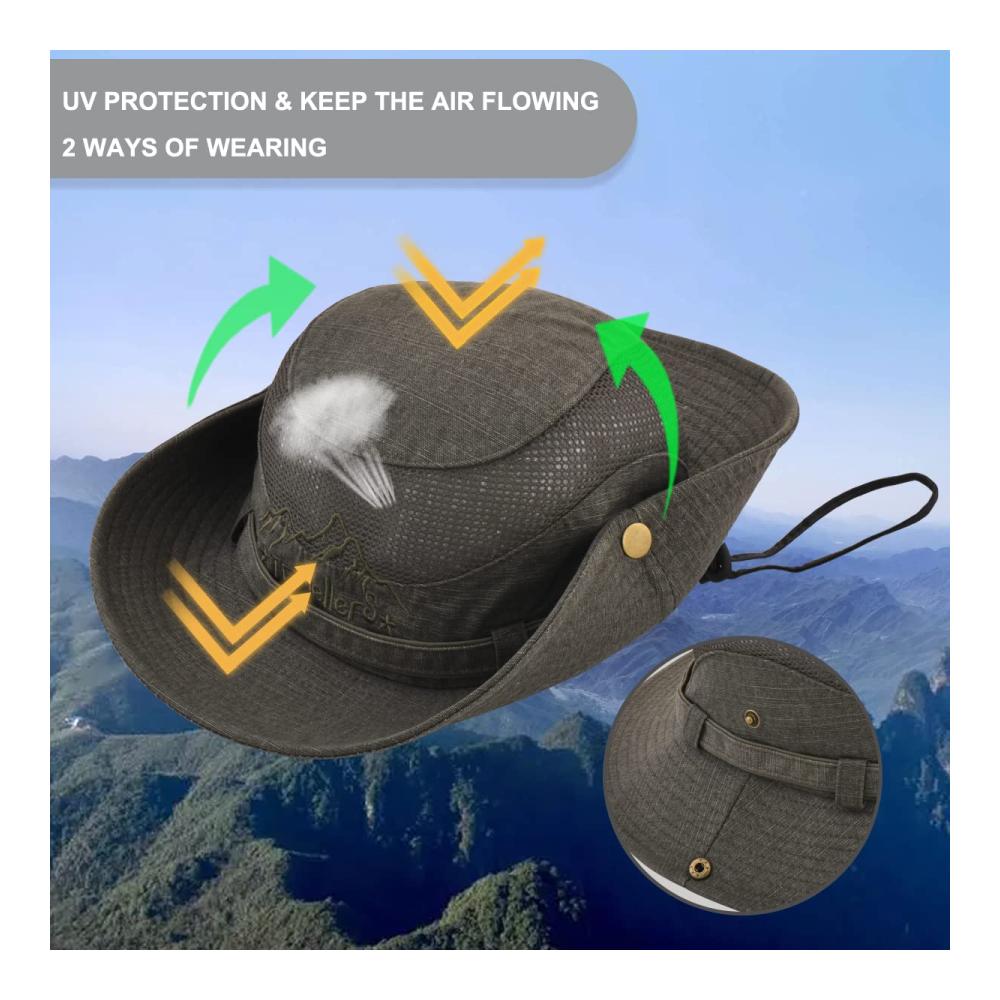Fischerhut Herren Baumwolle Sommer UV Schutz Trekking Safari Outdoor Buschhut