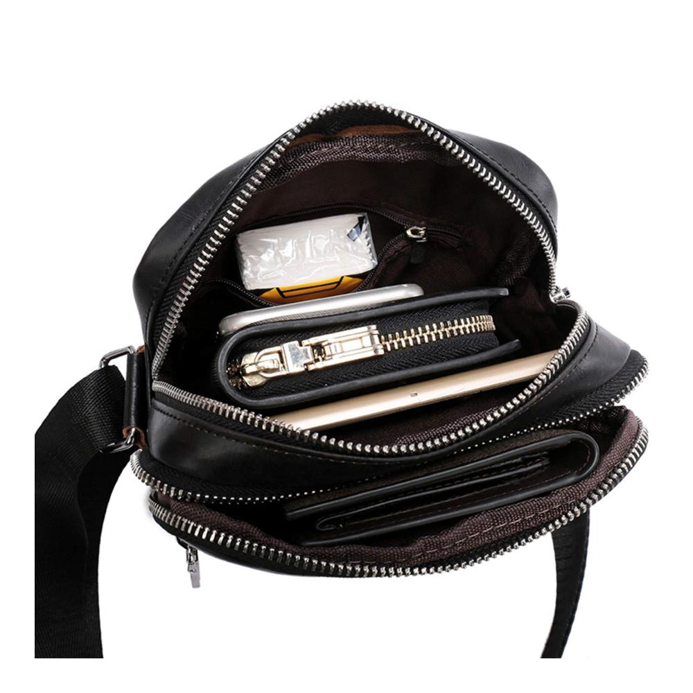 Mini Echtleder Herrentasche Stilvolle Messenger-Bag für Geldbörse Handy und Schlüssel